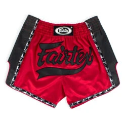 Fairtex Muay Thai Shorts / Slim Cut / Red Black