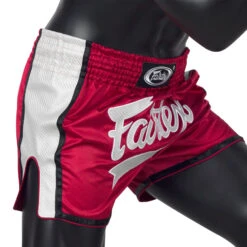 Fairtex Muay Thai Shorts / Slim Cut / Red White -Thaiboxingstore Store FTX BS1704 RW 3