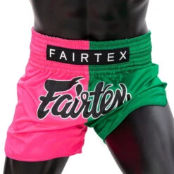 Fairtex Muay Thai Shorts / Slim Cut / Fighter Pink Green -Thaiboxingstore Store FTX BS1911 2