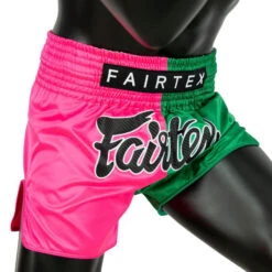 Fairtex Muay Thai Shorts / Slim Cut / Fighter Pink Green -Thaiboxingstore Store FTX BS1911 3