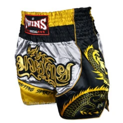 Twins Muay Thai Shorts / Dragon / Silver Gold -Thaiboxingstore Store TWS DRAGON 1 2