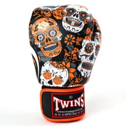 Twins Boxing Gloves / FBGVL3-52 / Skull Orange -Thaiboxingstore Store TWS FBGVL3 52 SOR 2