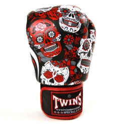 Twins Boxing Gloves / FBGVL3-52 / Skull Red -Thaiboxingstore Store TWS FBGVL3 52 SRD 2